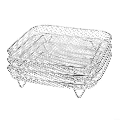 Fauhapyway Quadratisches Fritteusen-Gestell-Set aus 304 Edelstahl, mit 3 stapelbaren Dehydrationsgestellen für mehrere Lebensmittel, 20,3 cm Fauhapyway Quadratisches Fritteusen-Gestell-Set aus 304 Edelstahl, mit 3 stapelbaren Dehydrationsgestellen für mehrere Lebensmittel, 20,3 cm von Fauhapyway