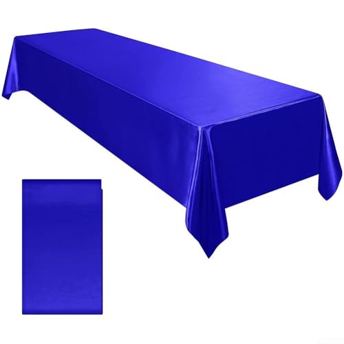 Fauhapyway Rechteckige Tischdecke, Premium-Satin-Stoff-Tischdecke, schützende Tischdecke für Esszimmer, Restaurant, Bankett, 145 x 260 cm (blau) von Fauhapyway
