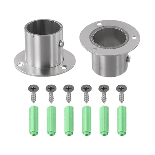 Fauhapyway Schrankregalstangenhalterungen, Kleiderschrank-Flansch-Steckdosen, 2 Stück Endstützen für 28 mm 32 mm Schienen, Decken- oder Wandmontage, Vorhang-Duschhalter (32 mm) von Fauhapyway