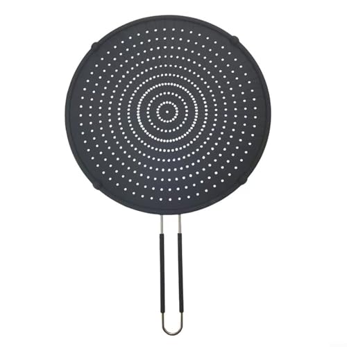 Fauhapyway Spritzschutz Silikon Spritzschutz Edelstahl Bratpfannenabdeckung Hitzebeständig Küche Öl Schild Schutz 32cm Schwarz von Fauhapyway