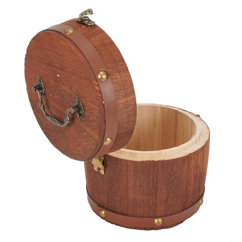 Fauhapyway Tee-Ei Vintage Holz Aufbewahrungsbox Kaffee Behälter Mini Runde Kanister Metallverschluss Speisekammer Organisation von Fauhapyway