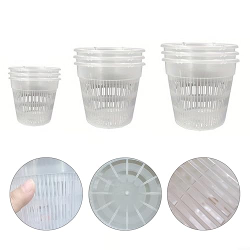 Fauhapyway Transparente Orchideentöpfe mit Drainagelöchern, Pflanzgefäß-Set mit Untersetzern für drinnen und draußen, transparenter Blumentopf (4 cm) von Fauhapyway