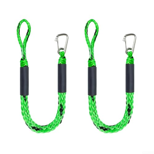 Flexible 45 1,5 m Bungee-Schnur, 2 Stück, Marine-Schnur und Boote mit Schwimmschutz und Schnellanschluss (grün schwarz) von Fauhapyway