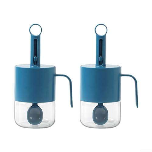 Gewürzglas aus Glas mit luftdichtem Silikondeckel und einziehbarem Löffel für bequeme, unordentliche Aufbewahrung und Verwendung (blau) von Fauhapyway