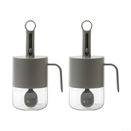 Gewürzglas aus Glas mit luftdichtem Silikondeckel und einziehbarem Löffel für bequeme, unordentliche Aufbewahrung und Verwendung von Gewürzen (dunkelgrau) von Fauhapyway