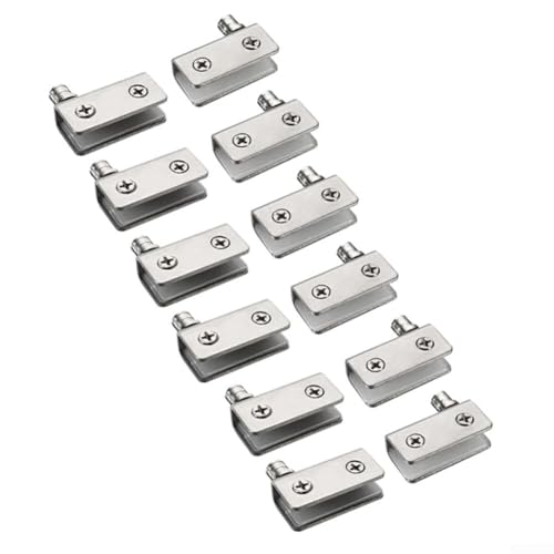Glastürscharnier 12 Stück Edelstahl Pivot Clips mit verstellbaren Schrauben für 5 7 mm dicke Glasschranktüren ohne Bohren Glastürscharnier 12 Stück Edelstahl Pivot Clips mit verstellbaren Schrauben für 5 7 mm dicke Glasschranktüren ohne Bohren von Fauhapyway