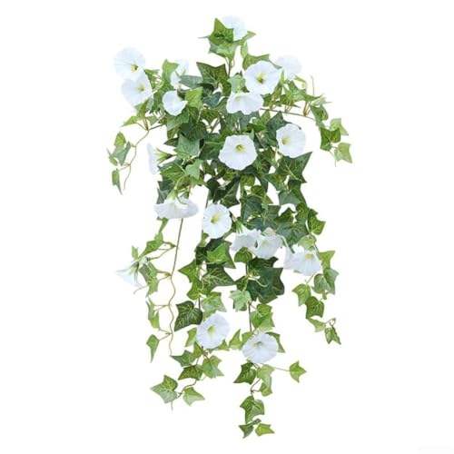 Graceful Morning Glory Blumenrankenkorb aus künstlicher Seide für den Innen- und Außenbereich in Gärten, Balkonen und Häusern (weiß) von Fauhapyway