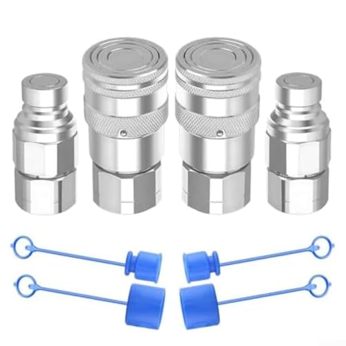 Hydraulische Schnellverbindungs-Kupplungen, 2 Sets, flaches NPT-Gewinde mit Staub-Angebot und sicheren hydraulischen Verbindungen mit reduziertem Druckabfall (NPT1/2) von Fauhapyway