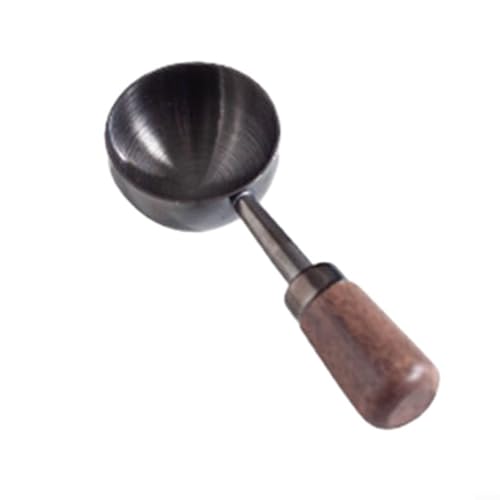 Innovatives Design 304 Edelstahl Messlöffel mit komfortablem Holzgriff (schwarz, kurz, 15 ml) von Fauhapyway