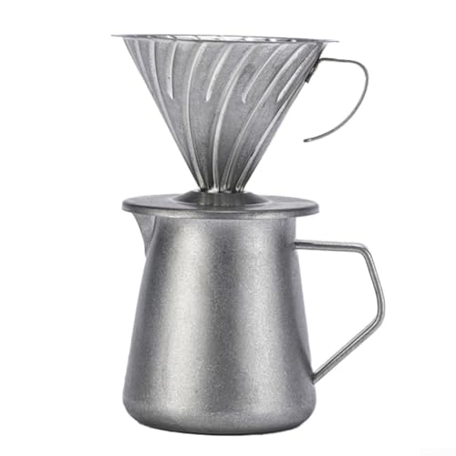 Kaffeebereiter-Set mit 600 ml Edelstahl-Topf und Tropfer, mit eingebautem wiederverwendbarem Filter, silberfarben von Fauhapyway