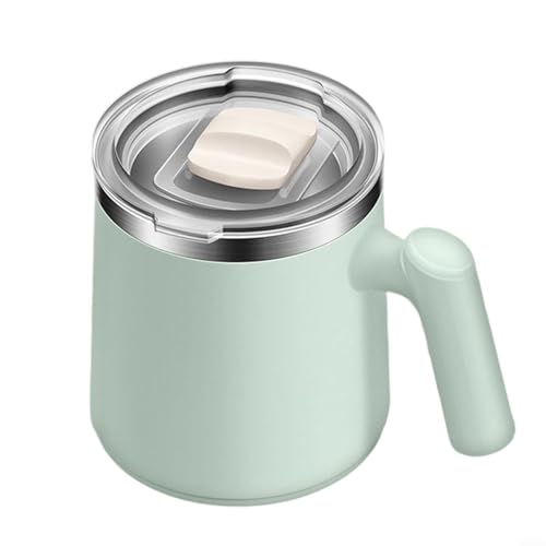 Kaffeetasse aus Edelstahl, 430 ml, mit Griff und auslaufsicherem Deckel für heiße und kalte Getränke (grün) von Fauhapyway