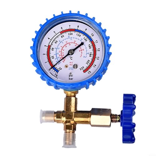 Klimaanlagen-Manometer mit zwei Anschlüssen, unverzichtbares Werkzeug zur Überprüfung von Wechselstromdruckpegeln (Blau) von Fauhapyway