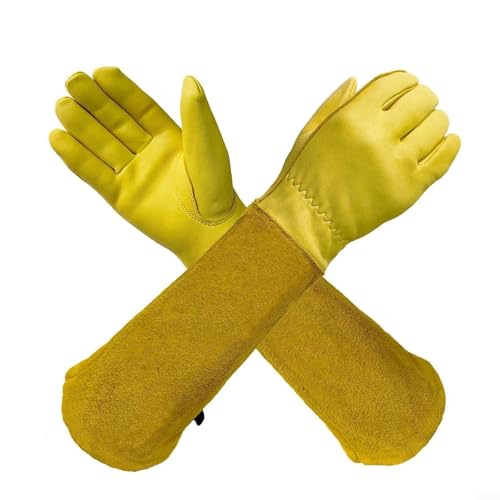 Komfort fokussierte Gartenhandschuhe aus Rindsleder für verschiedene Aufgaben (M) von Fauhapyway