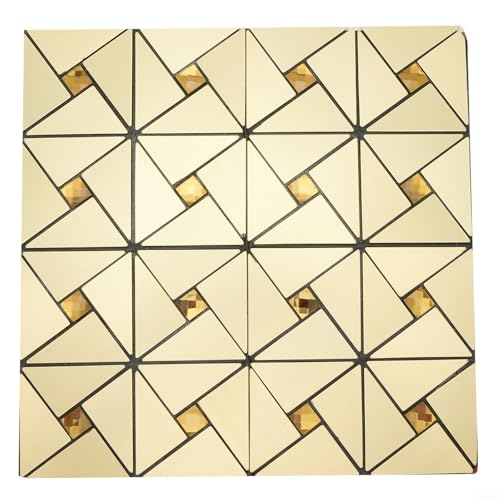 Küchenwandfliesen-Mosaik-Aluminium-Spritzschutz mit Abziehfunktion, Glas- und Aluminium-Verbundplatte für einfache Wandanwendung (Gold) von Fauhapyway