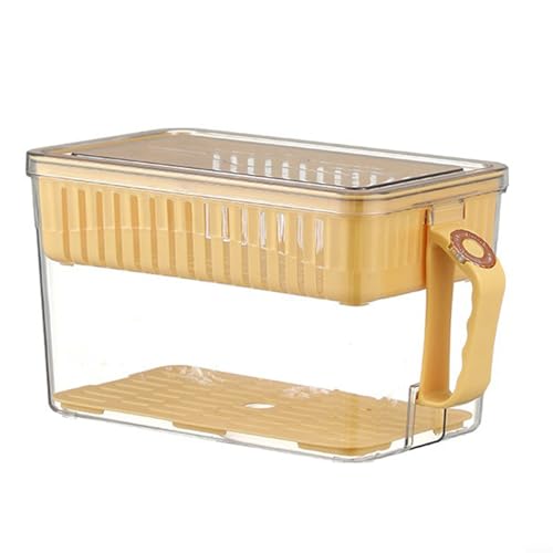 Kühlschrank-Ablaufkorb mit klarem Design, für Obst und Gemüse Lagerung (Gelb L) von Fauhapyway
