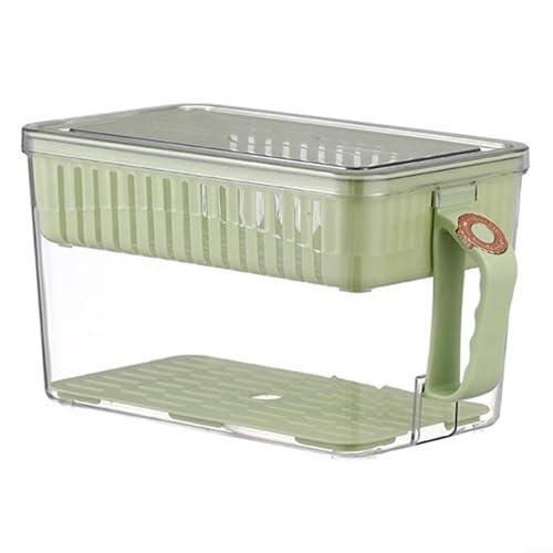 Kühlschrank-Ablaufkorb mit klarem Design, für Obst und Gemüse Lagerung (Grün L) von Fauhapyway