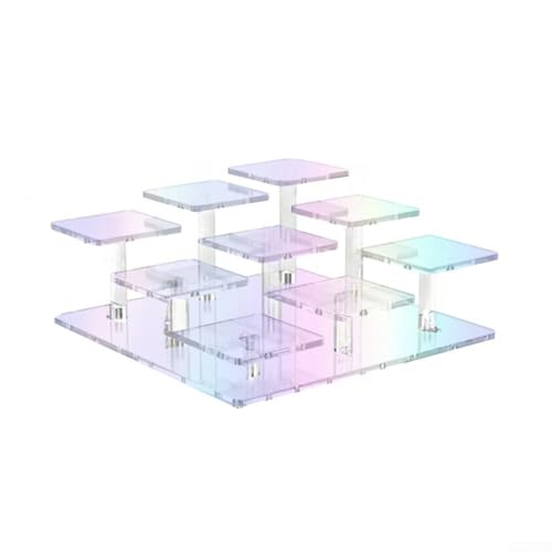 Mehrstöckiger Acryl-Präsentationsständer mit neun Ebenen zum Präsentieren von Sammlerstücken, Figuren oder Desserts, perfekt für Veranstaltungen und kommerzielle Nutzung (bunt) von Fauhapyway