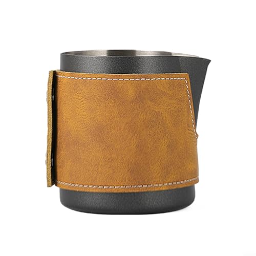 Präzisions-Milchkännchen für Latte Art, aus Edelstahl und Lederbezug, Schwarz, 400 ml Präzisions-Milchkännchen für Latte Art, aus Edelstahl und Lederbezug, Schwarz, 400 ml von Fauhapyway