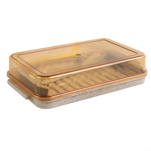 Praktischer Butterbehälter und -schneider aus Edelstahl, perfekte Ergänzung für Ihr Küchengeschirr (Beige Basis) von Fauhapyway
