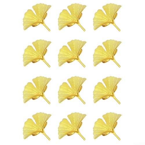 Premium Serviettenschnalle, Ginkgoblatt-Design, 12 Stück, Zubehör für Esstisch von Fauhapyway
