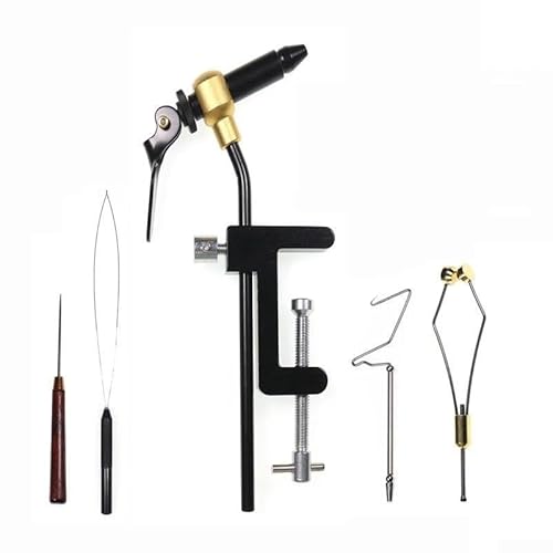 Robuster Schraubstock zum Fliegenbinden mit verstellbarer C-Klemme, ideal zum effizienten Binden kleiner Haken (Werkzeug B + 4 Set) von Fauhapyway