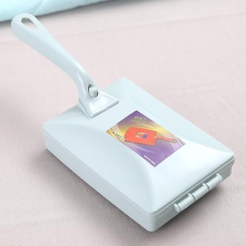 Rollbürste Handkehrer für Teppich und Sofa Krümelentfernung, verwendet Doppelbürsten, um Staub und Krümel effizient zu reinigen, Druckknopfbehälter für einfache Entsorgung (blau) von Fauhapyway