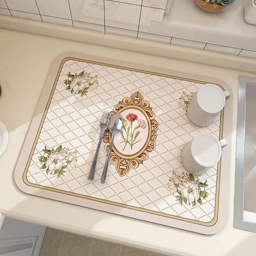 Saugfähige Abtropfmatte mit Fantasy-Design, doppelseitiger rutschfester Schutz, hitzebeständig und isoliert für den Einsatz als Untersetzer oder schützende Arbeitsplattenmatte (K) von Fauhapyway