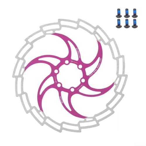 Scheibenbremse aus Edelstahl, 180 mm, für Rotor für Mountainbikes, 6 Löcher und Befestigungsschrauben (Rosa) von Fauhapyway