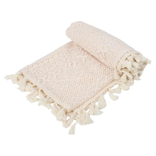 Schicke leinenähnliche Tischdecke mit Quaste und Linie, um Couchtische sauber und stilvoll zu halten (80 x 80 cm) von Fauhapyway