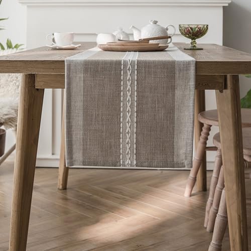 Schicker Tischläufer für Esszimmer und Küche mit attraktivem Streifenmuster (Linie Coffee Curling) von Fauhapyway