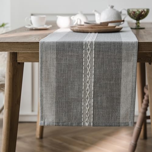 Schicker Tischläufer für Esszimmer und Küche mit attraktivem Streifenmuster (Linie grau gewellt) von Fauhapyway