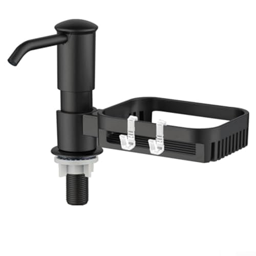 Seifenspender mit Schwammhalter und 96,5 cm Verlängerungsrohr, erleichtert einfaches Nachfüllen und Auslaufen (schwarz) von Fauhapyway