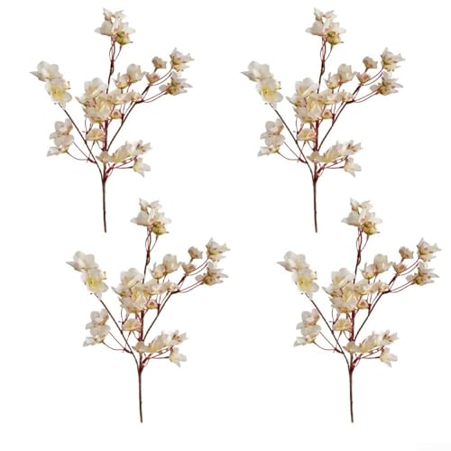 Set mit 4 lebensechten pfirsichfarbenen künstlichen Zweigen verschönern Ihre Heimdekoration mit eleganten floralen Akzenten (weiß) von Fauhapyway