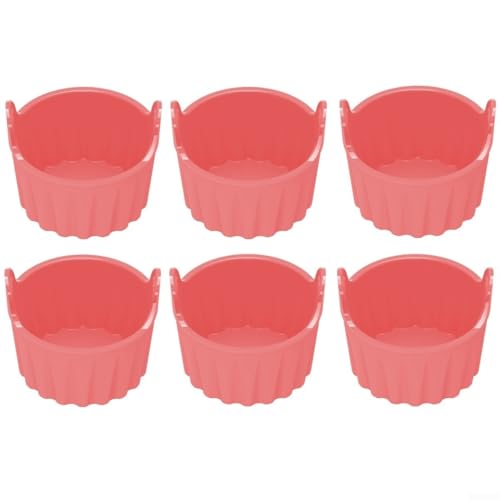 Silikon-Backförmchen, 6-teiliges Set für Muffins und Eier in Ihrer Luftfritteuse (hellrot) von Fauhapyway