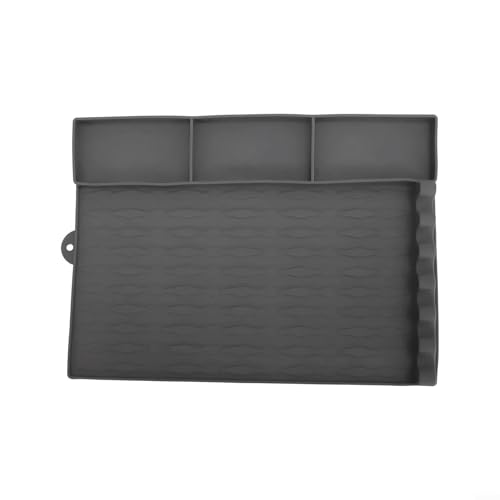 Silikon-Grillmatte, ofenfest, ölbeständig, integriertes geformtes Grillkissen, erhöhte Kanten, einfache Reinigung, zum Aufhängen, trocken, flexible Aufbewahrung (grau) von Fauhapyway