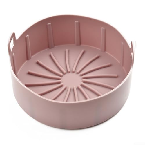 Silikon-Topf für Luftfritteusen-Zubehör, hitzebeständig und nicht, spülmaschinenfest und entwickelt für optimale Luftzirkulation und Ölablauf (Rosa) von Fauhapyway