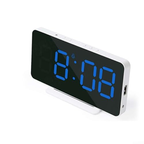 Spiegel Design LED Wecker mit automatischer Helligkeitsregelung und USB-Ladefunktion (blau) von Fauhapyway