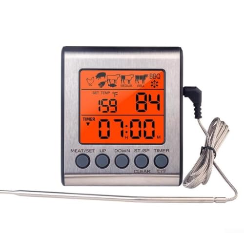 Temperatursonde für Grill, schnelle Messwerte und hintergrundbeleuchtetes Display zum Kochen (einzelne Sonde) von Fauhapyway
