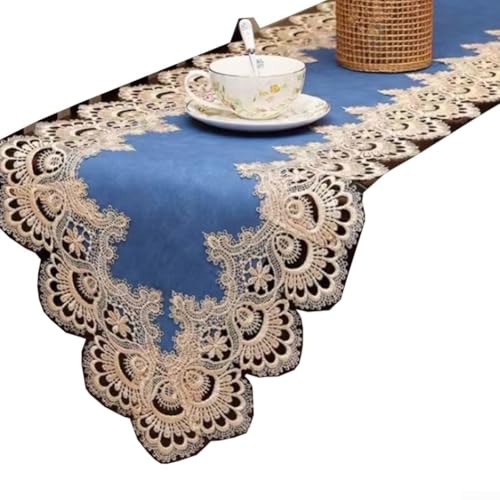 Tischdecke aus Kunstleder mit Spitzenbesatz, perfekt für festliche Anlässe von Fauhapyway