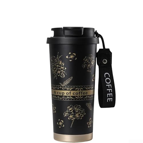 Tragbarer, auslaufsicherer Reisebecher, 530 ml, mit einfachen Trinkoptionen, Schwarz Tragbarer, auslaufsicherer Reisebecher, 530 ml, mit einfachen Trinkoptionen, Schwarz von Fauhapyway