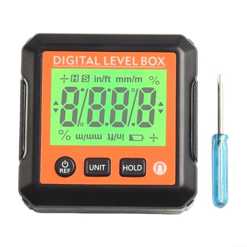 Tragbarer digitaler Winkelmesser Neigungsmesser mit LCD-Display Magnetfuß 4x90° Reichweite für Präzisionsmessung in der Holzbearbeitung Automotive(A) von Fauhapyway