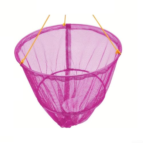 Tragbares Krabbennetz mit integrierter schwerer Eisenködertasche und 11 m verrottungssicherer Seilschnurgriff, ideal für Pier und Strand-Krabbenaktivitäten (Rosa) von Fauhapyway