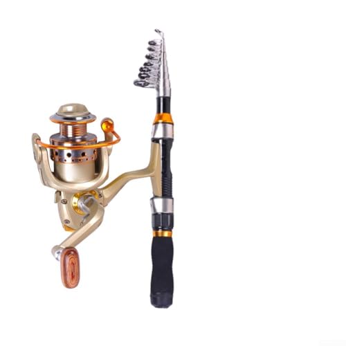 Tragbares Mini-Teleskop-Angelruten-Set für Combo mit Rolle mit leichtem Karbonmaterial und reibungslosem Getriebebetrieb für effizientes Angelerlebnis (schwarzes 1,9 m Set) von Fauhapyway