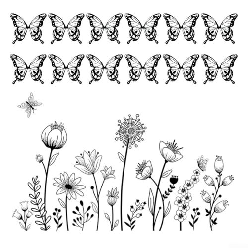 Wandaufkleber Schmetterling und Blumen 12 Stück Set für kreative und dauerhafte Wanddekoration, geeignet für Wände, Fenster und Möbel von Fauhapyway