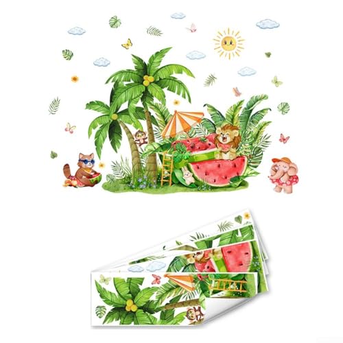 Wandaufkleber für Kinderzimmer, mit Cartoon-Dschungel-Tieren, selbst entfernbar, wasserdicht, Aufkleber für Wände, Fenster, Fliesen von Fauhapyway