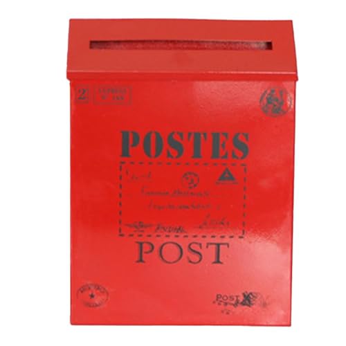 Wandmontage, Vintage-Metall-Briefkasten mit europäischem rustikalem Stil für Heimdekoration und Fotografie-Requisiten, aus stabilem Eisenmaterial für lange Lebensdauer (rot) von Fauhapyway