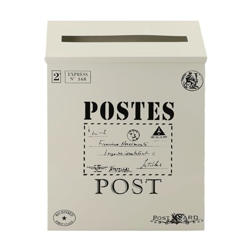 Wandmontage, Vintage-Metall-Briefkasten mit europäischem rustikalem Stil für Heimdekoration und Fotografie-Requisiten, aus stabilem Eisenmaterial für lange Lebensdauer (weiß) von Fauhapyway