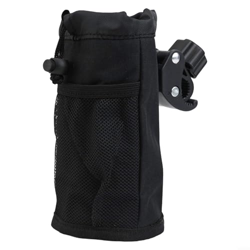 Wasserflaschenhalter Tasche für Elektroroller und Fahrrad mit abnehmbarem Haken und wasserabweisendem Polyestergewebe für den Außenbereich mit Netztaschen (Schwarz) von Fauhapyway