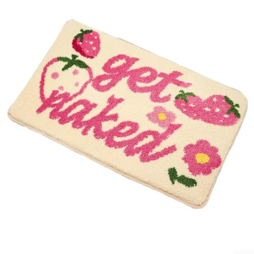 Weiche Badematte mit rutschfester PVC-Unterseite und Erdbeerschleifenmuster für Saugfähigkeit und Traktion im Badezimmer (3) von Fauhapyway