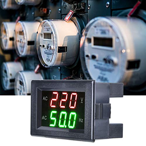 Fauitay Digital AC Voltmeter Frequenzmesser Generator Dual Display LED 80-500V-Testwerkzeug mit Rotem Grünem Dual-Farb-Display für Reines Wechselstrom 45-65Hz Netzteil Versorgung (Schwarz) von Fauitay
